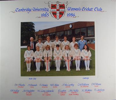 cc01246 1985 cricket.jpg; cc01246; Cambridge University Women's Cricket Club 1985-1986; Photograph